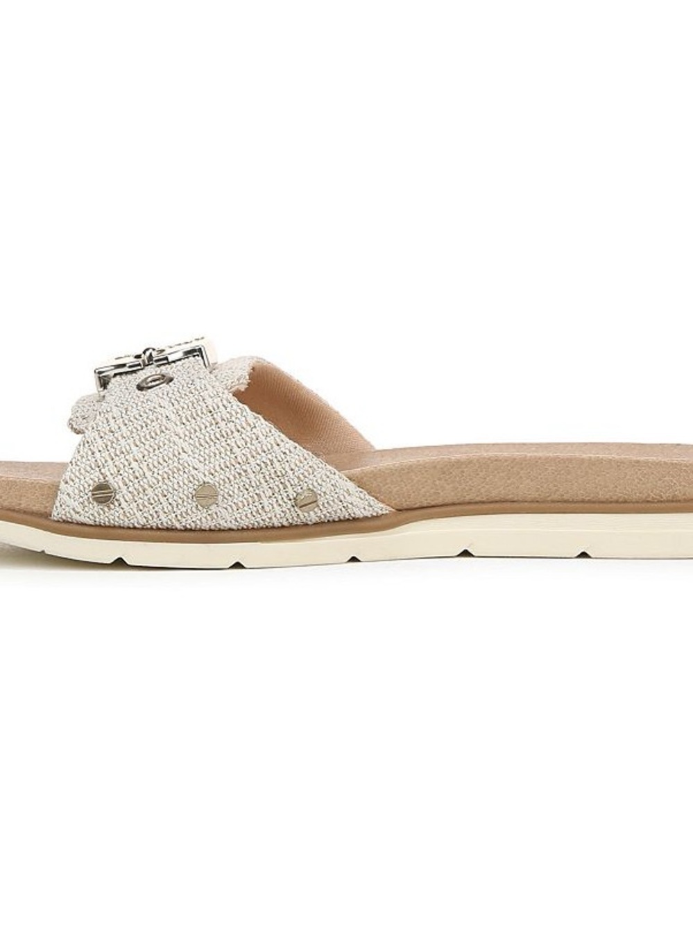 Dr. Scholl’s Nice Iconic Slide Sandals Cream Woven Strap Buckle Comfort Mule - Picture 11 of 11